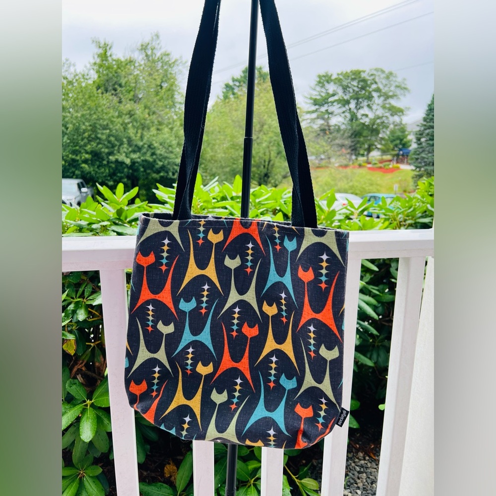 Black and Orange Geometric Tote Bag